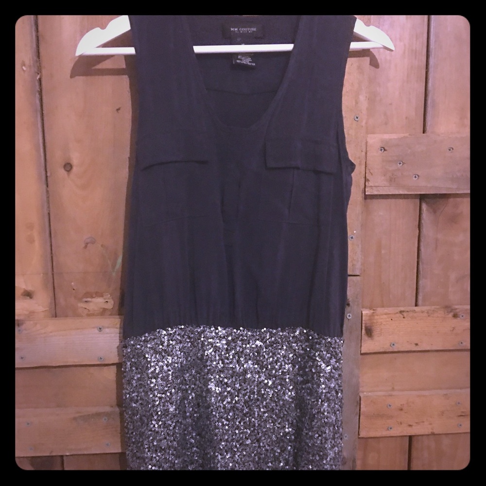Navy sequin mini dress